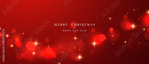 Christmas background with beautiful sparkling red bokeh. Vector illustration.