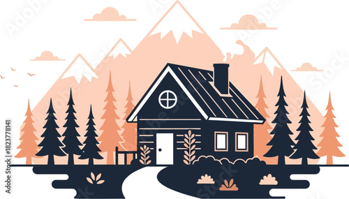 Cozy Cabin in Mountain Landscape