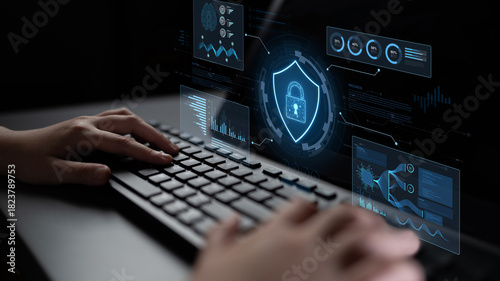 фотографія A futuristic cybersecurity dashboard for a Security Operations Center (SOC)
