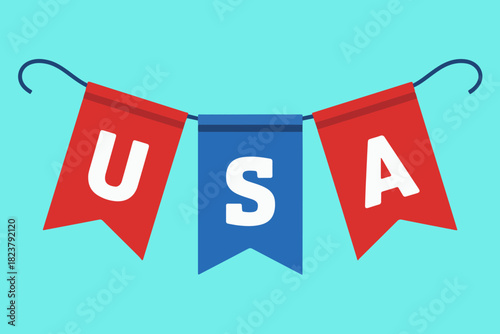 Red and blue usa bunting flags for patriotic celebrations
