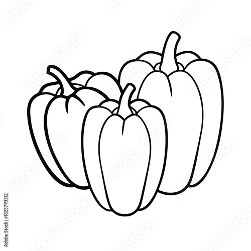 Red bell pepper and tomato vector illustrations show fresh, organic fruit and vegetables isolated on white