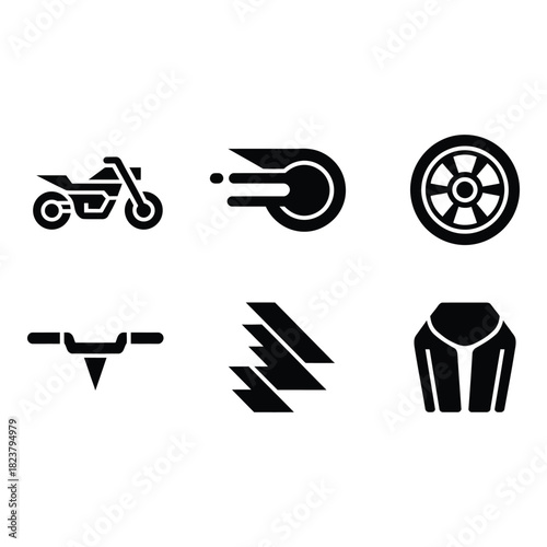 Collection of motorcycle and speed related icons