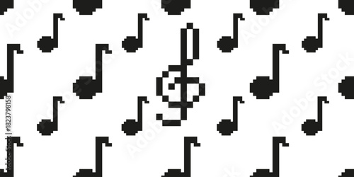 Vector music Seamless pattern with treble clef and notes isolated white background. Perfect wallpaper for musical school, music wrapping paper design. EPS 10