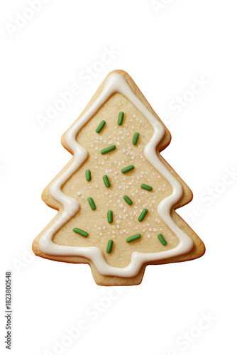 Xmas Decorated Gingerbread Cookie for Christmas on Clear Transparent Background. Ideal for advertising layouts, banners, designs.