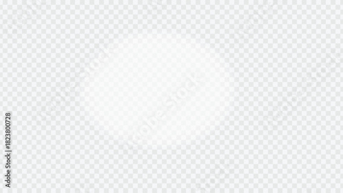 Bright white light flare on transparent background