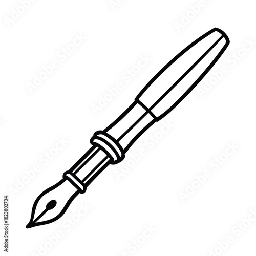 Isolated metal silver ballpoint pen and black knife vector illustration on white background