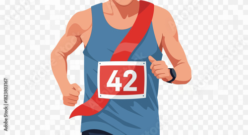 Illustration showcasing a runner participating in a marathon race number forty two