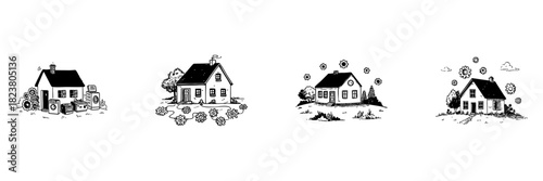 Smart Home Automation Doodle Sketch Set. Connected Devices And Iot Integration In Hand Drawn Style Collection. Home Technology And Innovation. Hand Drawn Isolated Vector Illustration