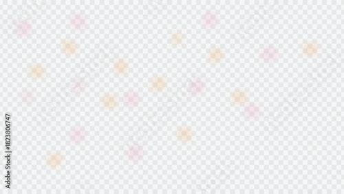 Soft focus pastel bokeh lights on transparent background