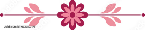 Pink and magenta floral divider with leaves decorative