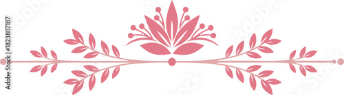 Pink floral decorative divider with leaves ornate