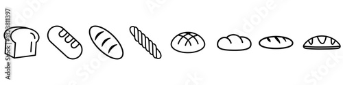 Bread icon vector set. Loaf illustration sign collection. baked goods symbol. Toast Logo. Breads web icons.