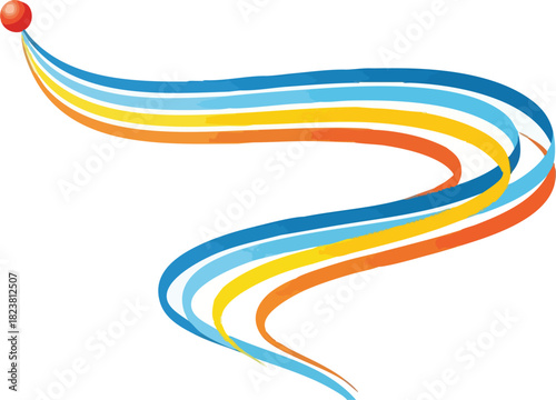 A vibrant graphic design element featuring a ball motion streak effect pack in blue, orange, yellow, and white hues on a clean background.