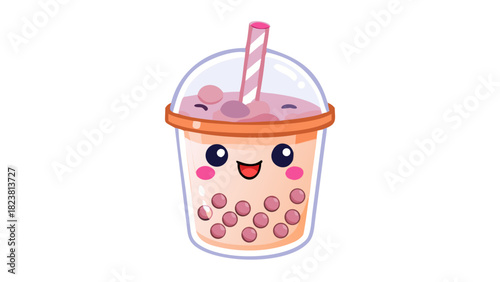 Cute Bubble Tea Cup Illustration Kawaii Drink Character