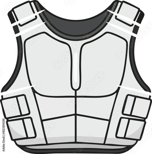 Flat minimal illustration of a helmet and gear pack in a sleek, modern style against a clean white background.