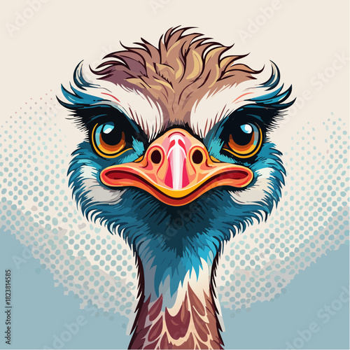 Vogel Strauß Kopf - Cartoon Comic Stil
