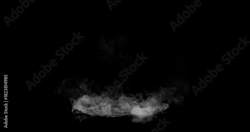 Obraz na plátne Super Slow Motion of White Rounded Smoke Texture Isolated on Black Background