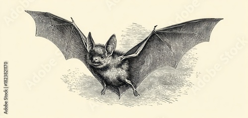 antique engraving of a bat.
