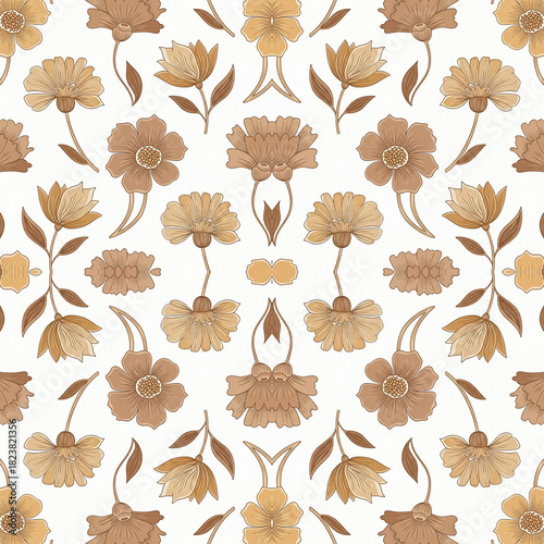 Wallpaper Mural “Seamless Floral Pattern Collection – Vintage Botanical, Paper-Cut, Folk Art, Geometric & Modern Flower Designs” Torontodigital.ca