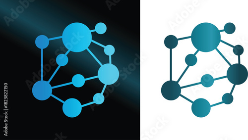 Neural network nodes vector icon