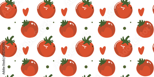 organic red tomato seamless vector illustration