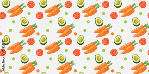 seamless pattern with organic healthy vegetables