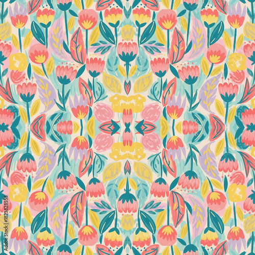 Wallpaper Mural “Seamless Floral Pattern Collection – Vintage Botanical, Paper-Cut, Folk Art, Geometric & Modern Flower Designs” Torontodigital.ca