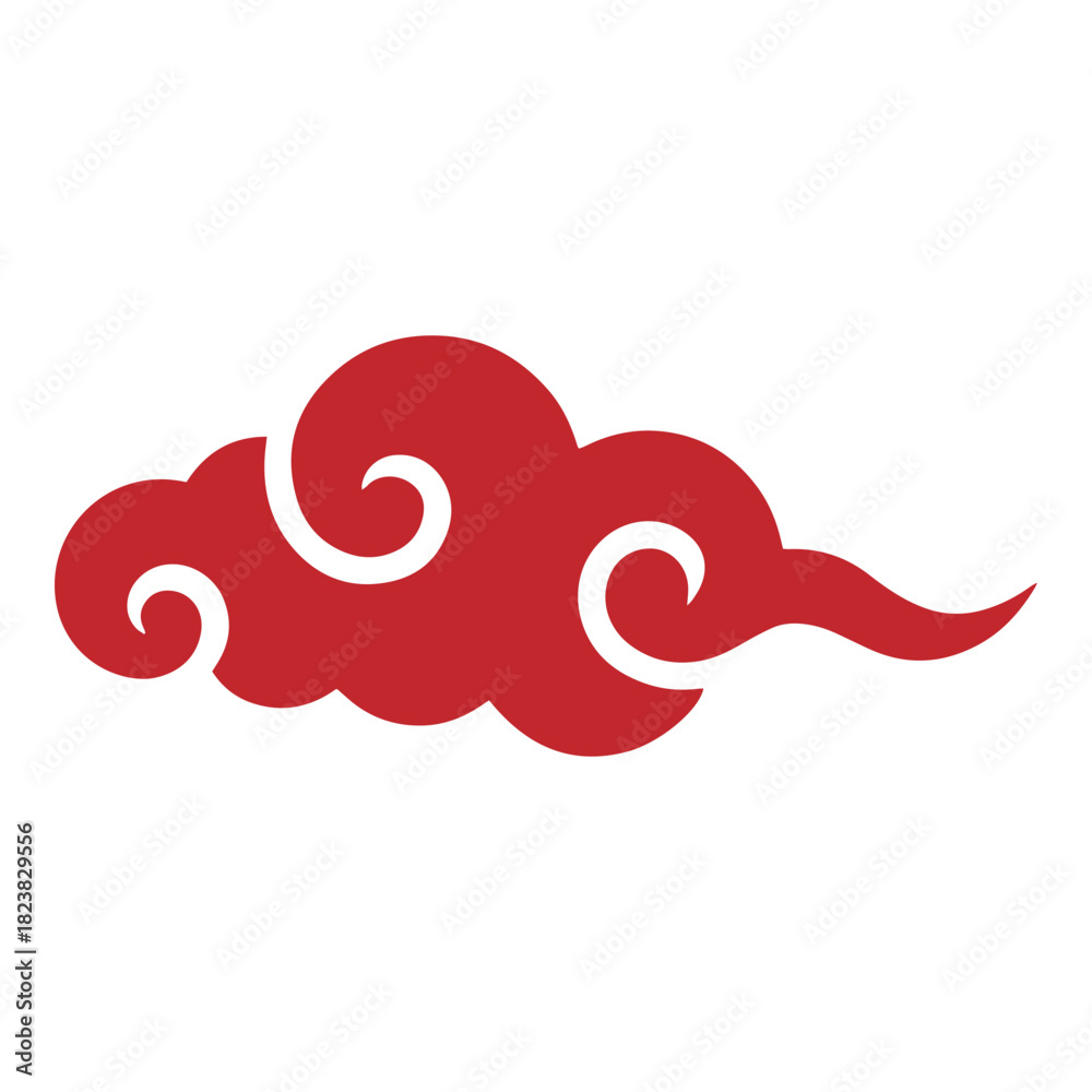 Fototapeta premium Red Japanese Cloud Vector