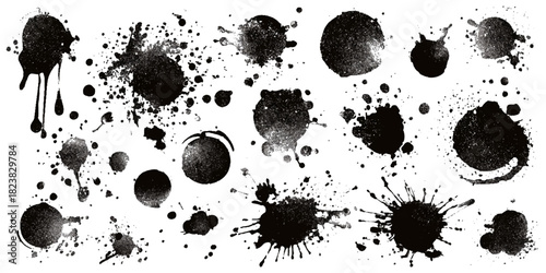 Creative Brush Stroke Grunge Watercolor Background Set. Featuring Black Paint Stains, White Paper Texture and Artistic Vector Illustration