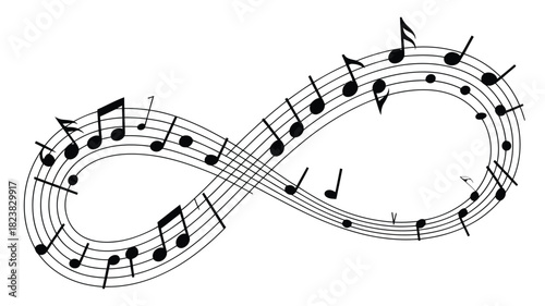 Infinity symbol with music notes a vector illustration for musical concepts endless melody and creative inspiration