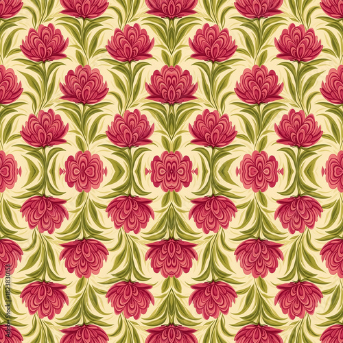 Wallpaper Mural “Seamless Floral Pattern Collection – Vintage Botanical, Paper-Cut, Folk Art, Geometric & Modern Flower Designs” Torontodigital.ca