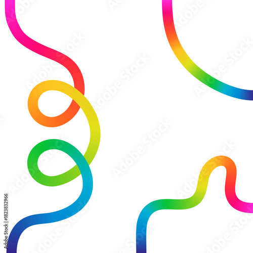 Vibrant rainbow gradient ribbons dancing gracefully across a clean white canvas background