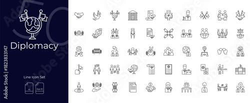 Diplomacy Line Editable Icons set