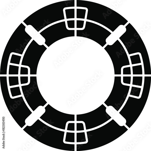 Solid Black Flat Optical Qubit Ring Resonator – Minimal Vector Icon