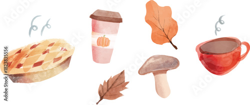 Autumn icons and hand drawn fall clipart.