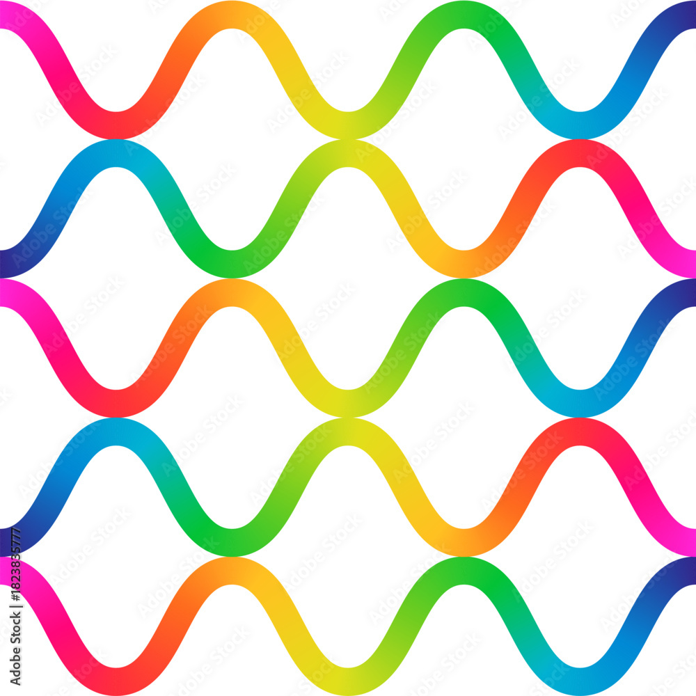 Fototapeta premium Dynamic waves vibrant rainbow gradient creates modern seamless pattern background design element