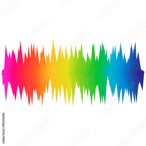 Vibrant sound wave equalizer visualization in rainbow colors perfect for audio projects and music promotion