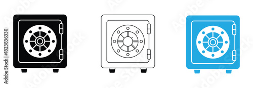 Steel safe icon, a symbol of safety. Vault safe security protection icon sign. Safe Deposit Box Icon. EPS 10. Vector illustrations