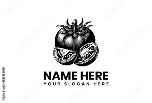 Tomato Vector Logo Illustration Fresh, Natural, and Organic Design Element