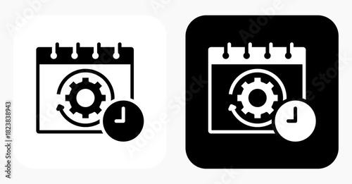 Auto Scheduling black and white icon