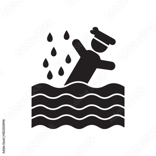 Silhouette of chef in water with falling liquid droplets above