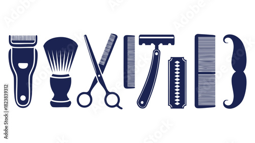 Barber shop tools and icons set