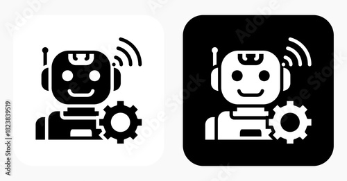 Automation Bot black and white icon