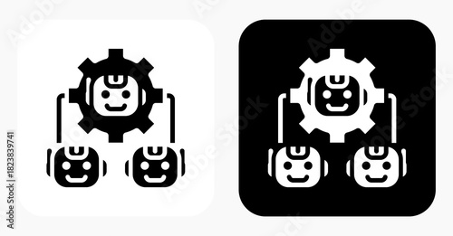 Multi-Agent System black and white icon