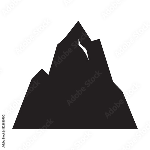 Silhouette of majestic mountain peak against a clean white backdrop design