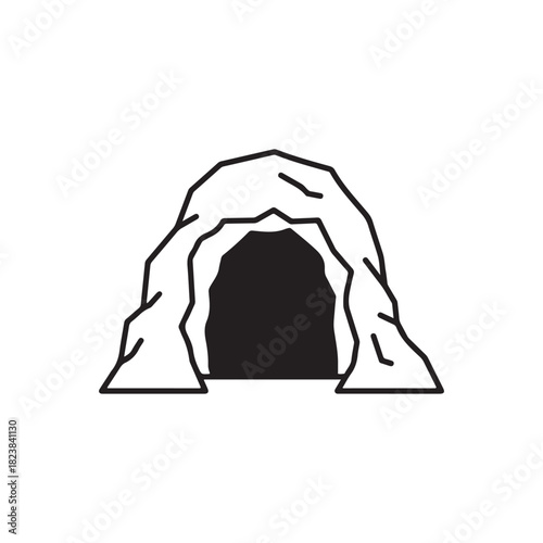 Simple cave entrance illustration isolated on white background graphic resource
