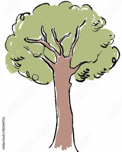 Tree doodle. Hand drawn illustration.  Plant clipart