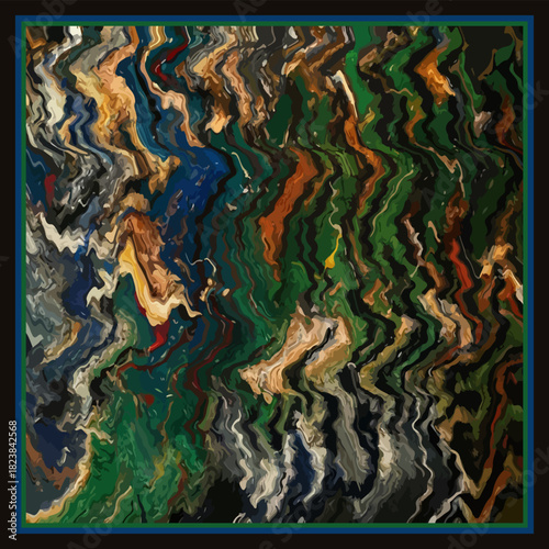 Colorful bright painted vector background of wavy lines. Abstract silk scarves fashion. marble, wallpaper, geometric pattern, scarf, rug, pillow, bandana, fabric textile, clothing, kerchief prints etc