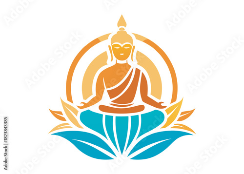 budha logo silhouette vecor, budha logo logo icon silhouette, happy buddha purnima, silhouette of a buddha with lotus vector, sitting buddha silhouette logo vector on a white background.