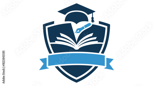 Academic shield of learning icon